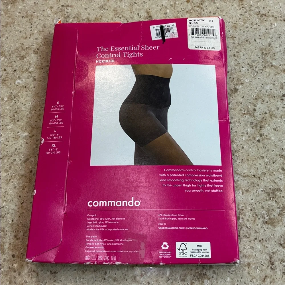 NWT Commando The Essential Sheer Control Tights Medium Nude X-Large